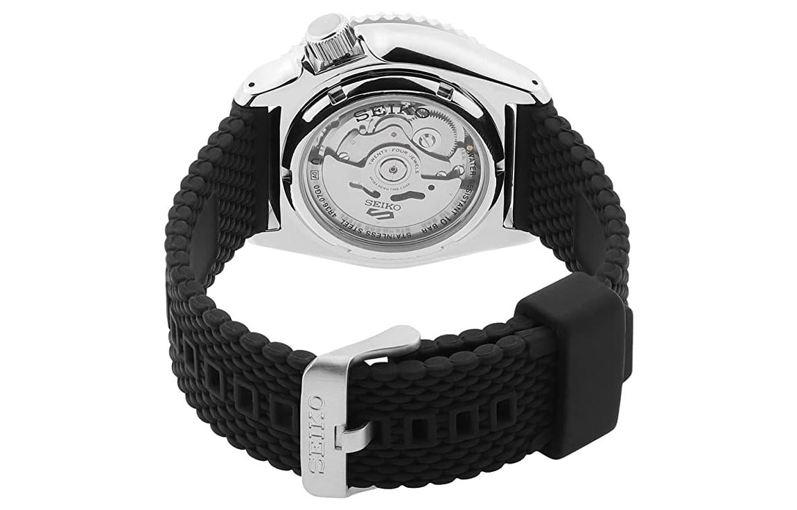 Men's SEIKO No. 5 Series Rubber Strap Black Sports Mechanical Watch SRPD73k2 SRPD73K2