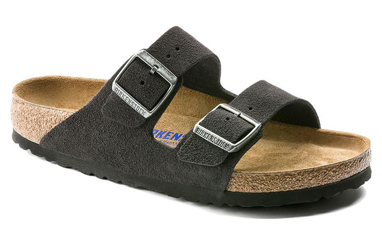 Birkenstock Arizona Soft Footbed Suede Leather Narrow Fit Sandals 'Velvet Gray' 0552323