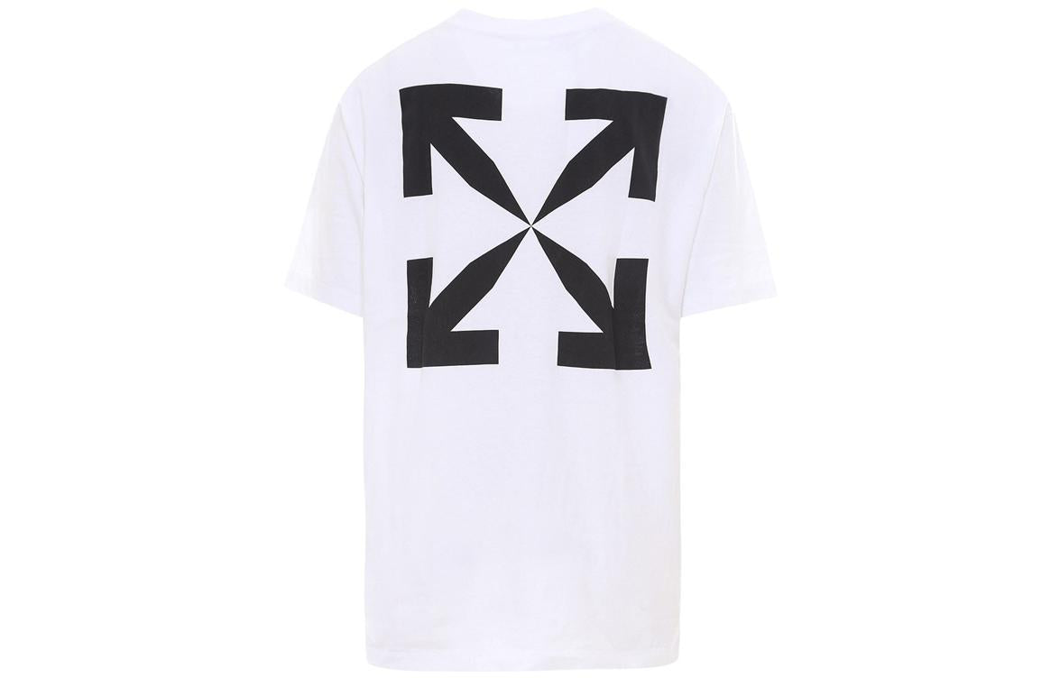 Men's Off-White Mona Lisa Arrow Printing Round Neck Pullover Short Sleeve White T-Shirt OMAA038R21JE00110001