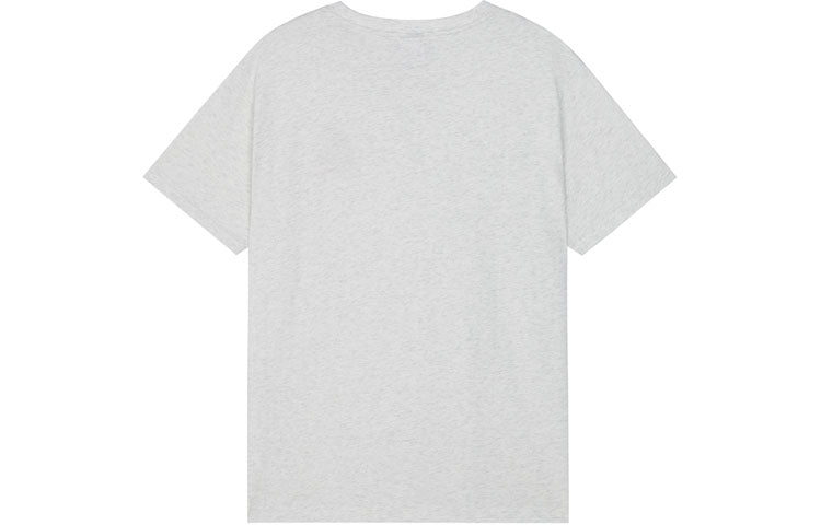 New Balance Logo Embroidered Round Neck Short Sleeve Gray T-Shirt AMT13573-SAH