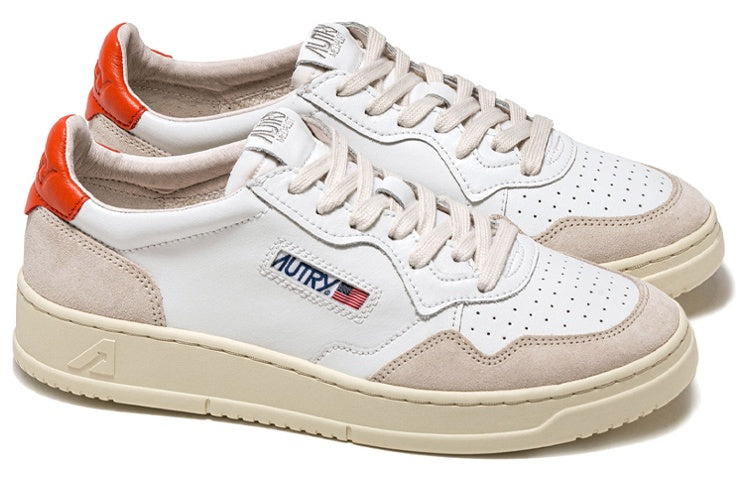 Autry Medalist Leather Low 'Suede White Orange' AULM-LS45
