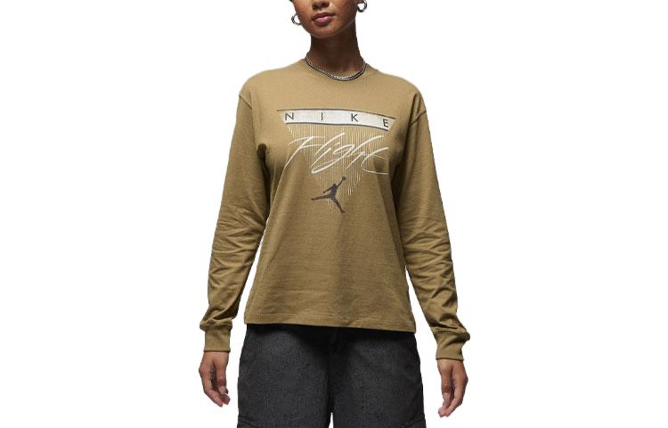 (WMNS) Air Jordan Long-Sleeve Graphic T-Shirt 'Brown' FD7205-395