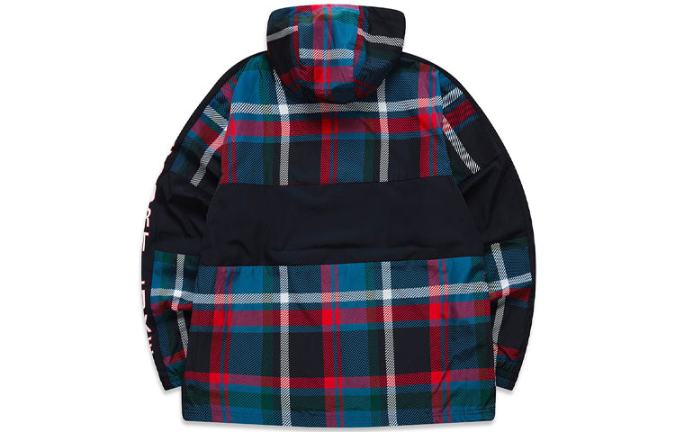 FILA Athletics Logo Printing Plaid Splicing Hooded Jacket White A11M113706F-PT