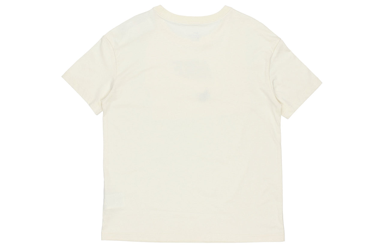 (WMNS) Nike Sportswear Logo Printing Round-neck Ivory White DD1473-113