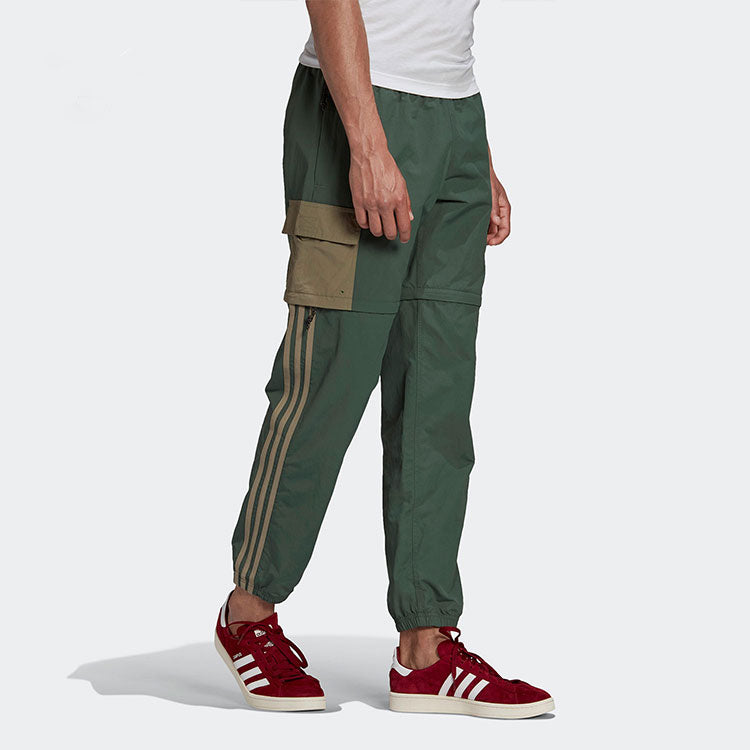 Men's adidas originals Utlty 2in1 Pant Stripe Cargo Bundle Feet Athleisure Casual Sports Long Pants/Trousers Green GN3291