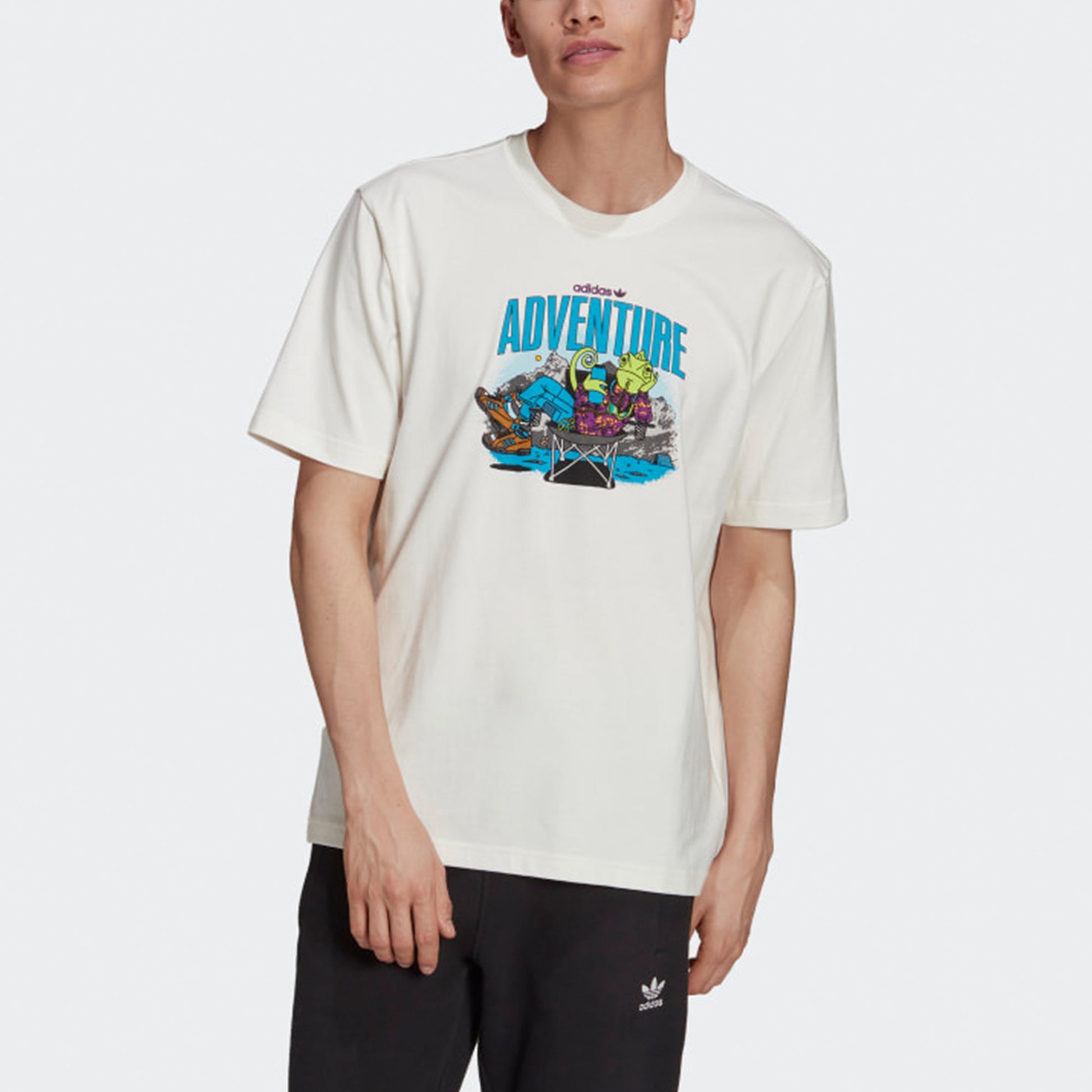 Men's adidas originals Chameleon Printing Sports Short Sleeve White T-Shirt H09083