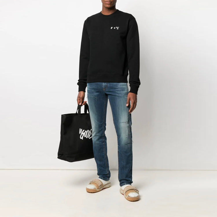 Off-White SS21 Logo Pattern Printing Round Neck Pullover Version Black OMBA025S21FLE0011001