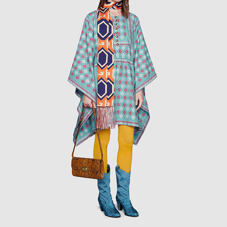(WMNS) Gucci GG Flower Fil Coup Short Kaftan Dress 'Light Blue' 627309-ZAD90-4778