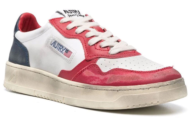 (WMNS) Autry Medalist Super Vintage Leather Low Sneakers 'White Black Red' AVLW-SV03