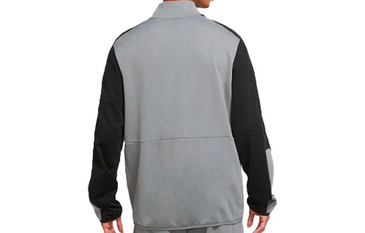 Nike DRI-FIT logo Colorblock Stand Collar Knit Training Jacket Gray CU4948-084