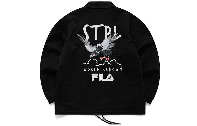 Men's FILA FUSION x Staple Crossover Logo Small Label Coach Jacket Black T11M114703F-BK