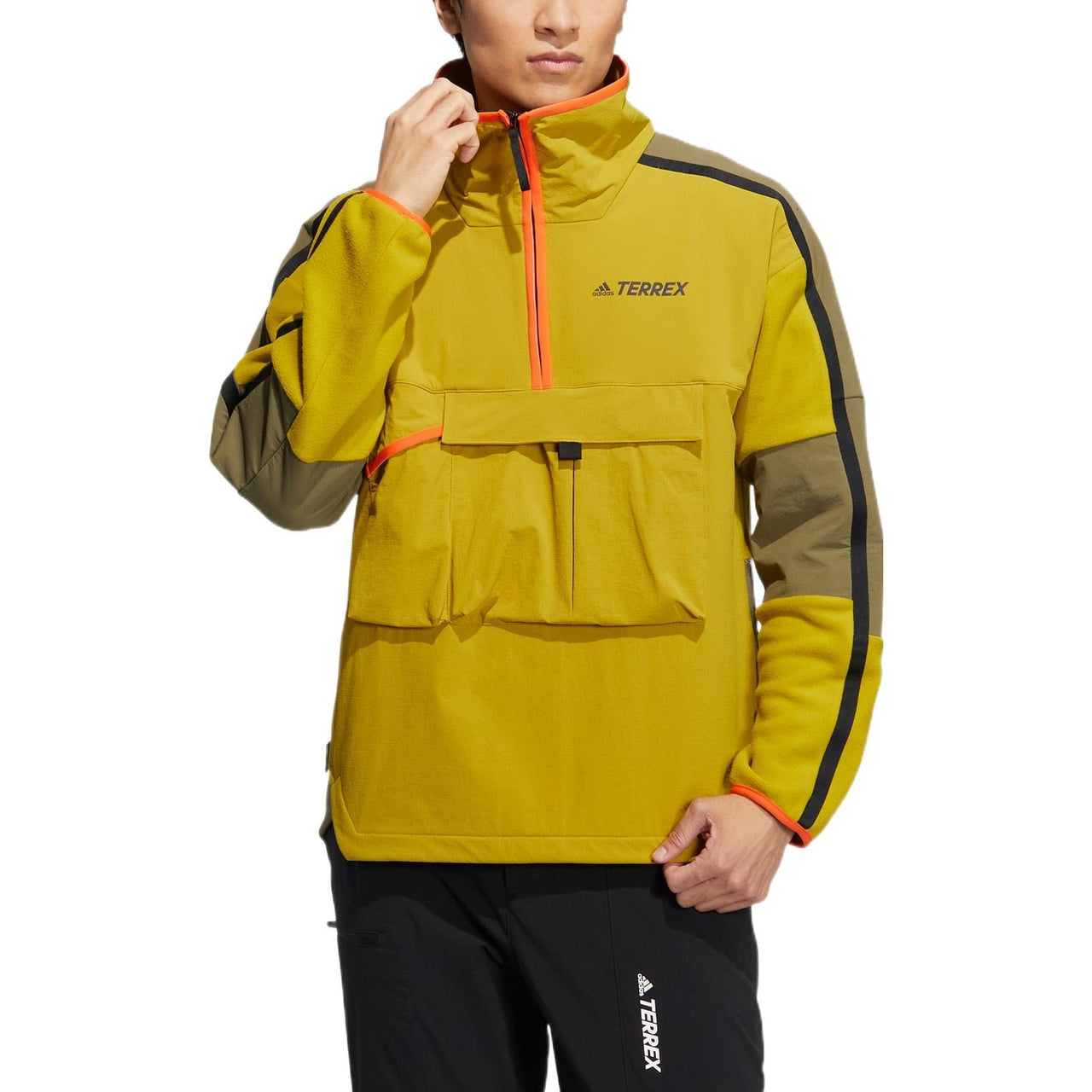 adidas neo Utl Hz Top Solid Color Printing Zipper Stand Collar Pullover Olive Green Windbreaker HN2036