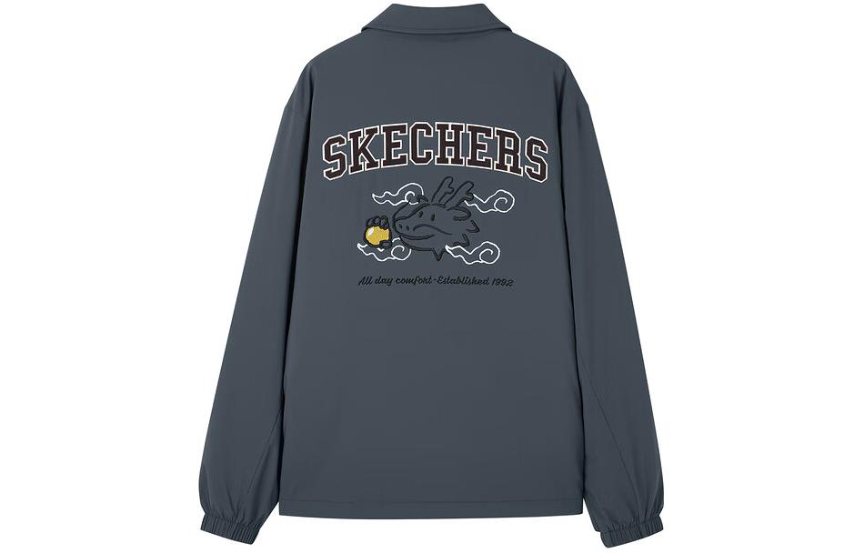 Skechers New Year Dragon Year Casual Cotton Graphic Jacket 'Grey' L124M004-000G