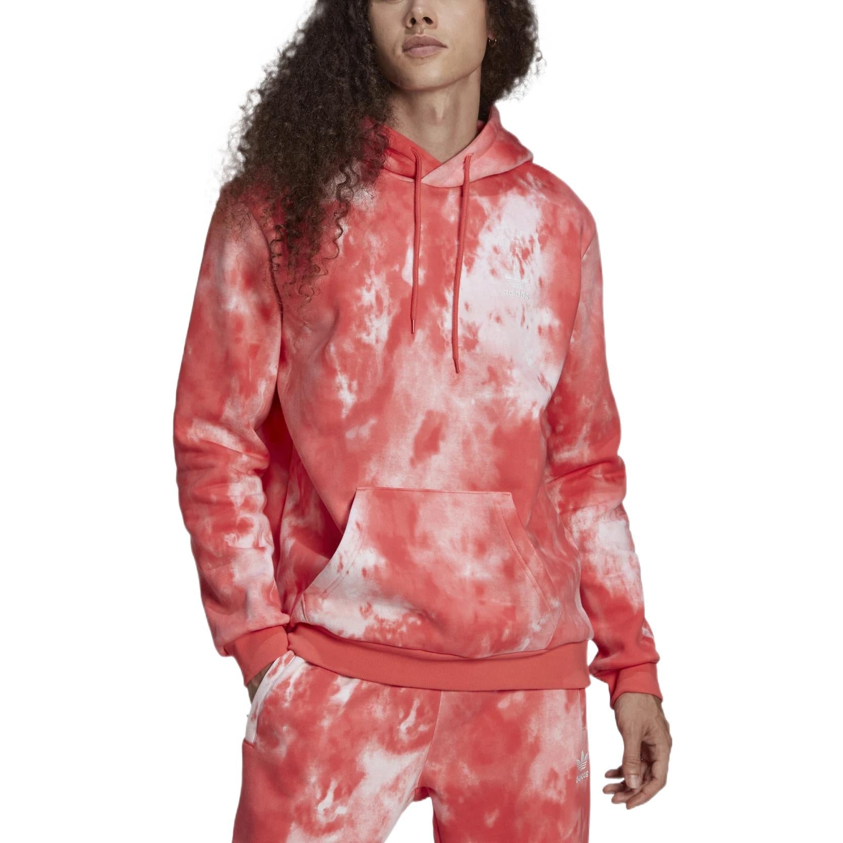 Men's adidas Casual Hooded Tie Dye Red HE9438