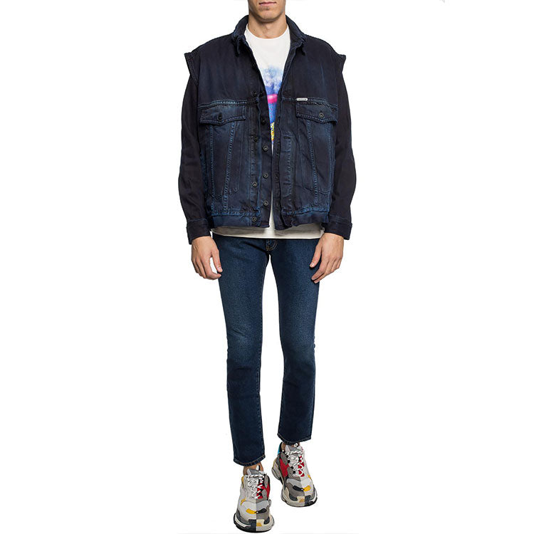 Off-White Logo Printing Denim Jacket Version Blue OMYE013F181660058588