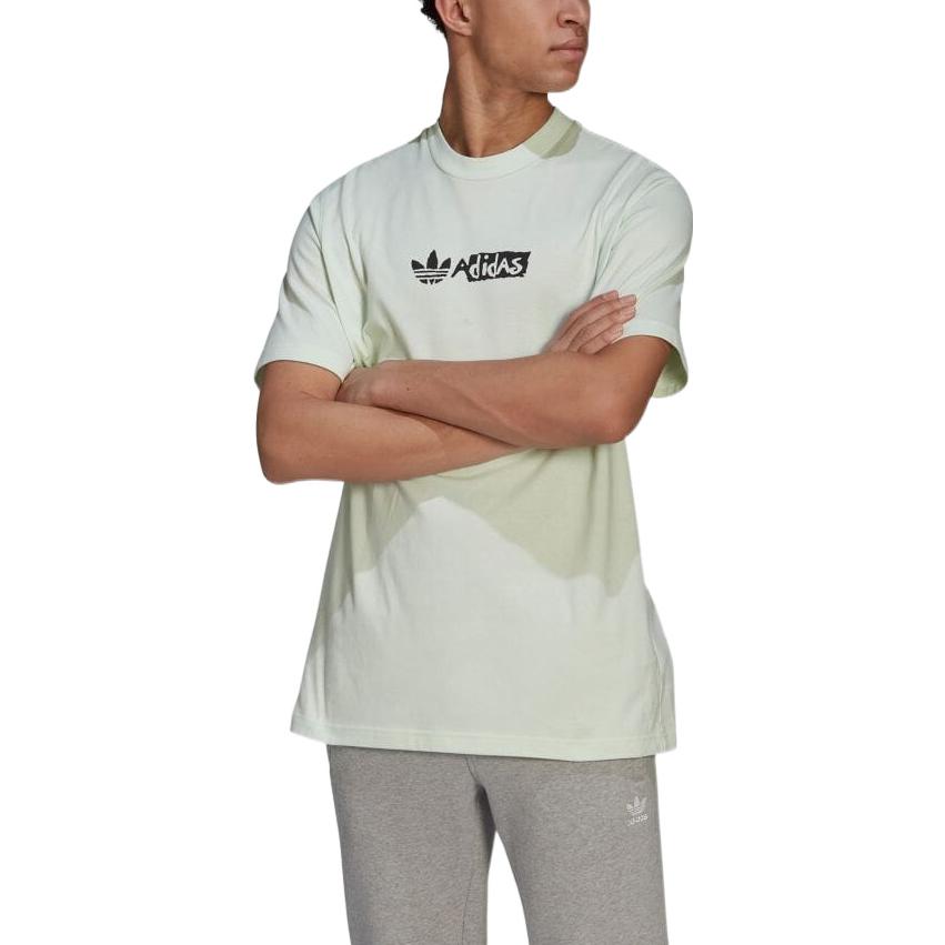 adidas originals Geometry Pattern Printing Logo Round Neck Short Sleeve Green HT1655