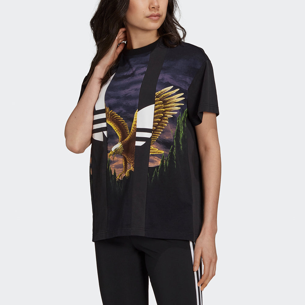 (WMNS) adidas Originals x Dry Clean Camouflage Graphic Tee 'Black Purple Gold' H59033