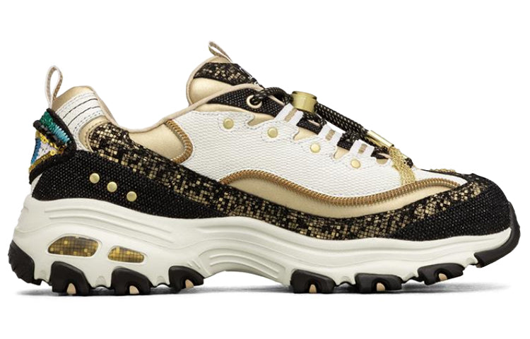 (WMNS) Skechers D'lites 1.0 Running Shoes Black/Gold 149245-BKGD