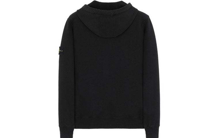 Men's STONE ISLAND Sleeve Logo Zipper Classic hooded Cardigan Black 731564220-V0029