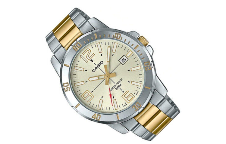 CASIO Stainless Steel Strap Quartz Waterproof Unisex Mens Light Grey Analog MTP-VD01SG-9B