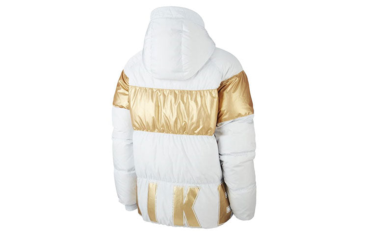 Men's Nike Casual Sports Hooded With Down Feather White Jacket CT0489-043