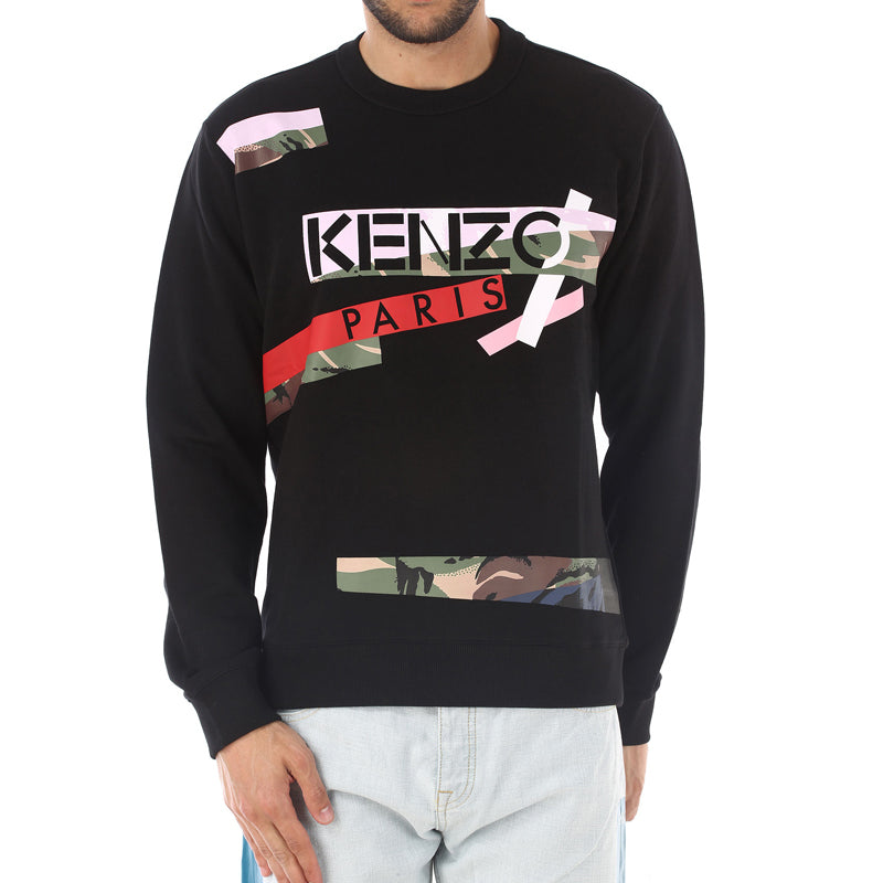 Men's KENZO Logo Printing Long Sleeves Black 5SW15640A-99