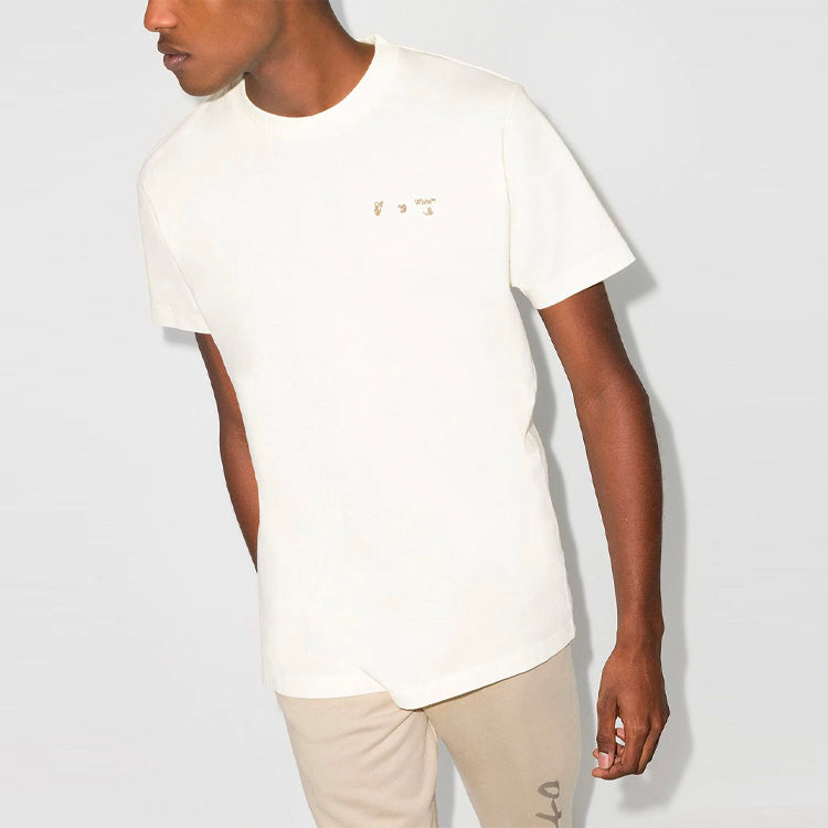(WMNS) Men's Off-White x Browns 50 Crossover Logo Printing Round Neck Short Sleeve Ordinary Version White OMAA027G20JER0190303