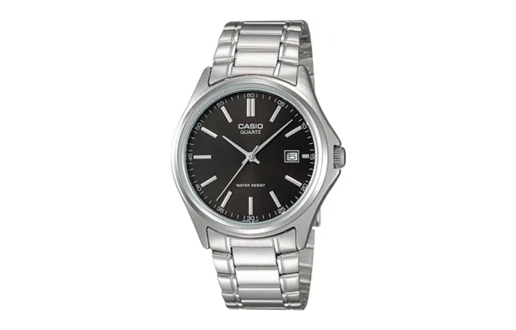 CASIO Waterproof Quartz Stainless Steel Strap Silver Black Dial Black Analog LTP-1183A-1A