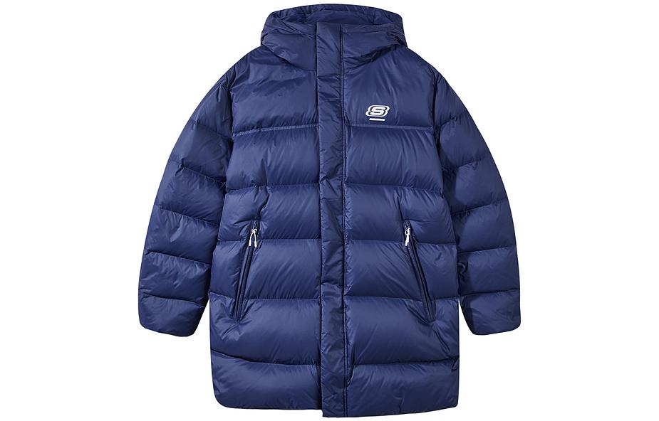 Skechers Letter Printed Mid Down Jacket 'Black Blue' L422M096