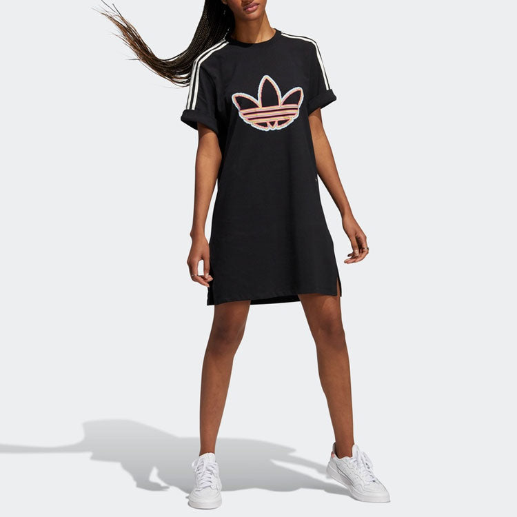 (WMNS) adidas originals Round-neck Short Sleeve Dress Black H43973