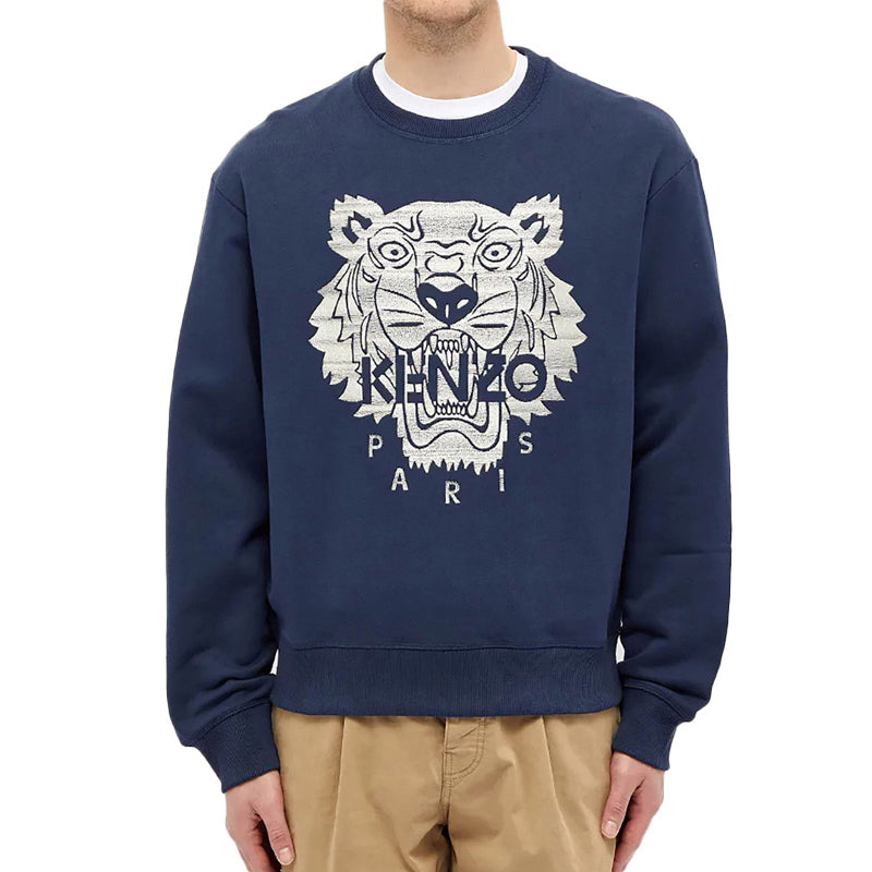 Men's KENZO TIGER Embroidered Printing Navy Blue FA65SW1154XF-76