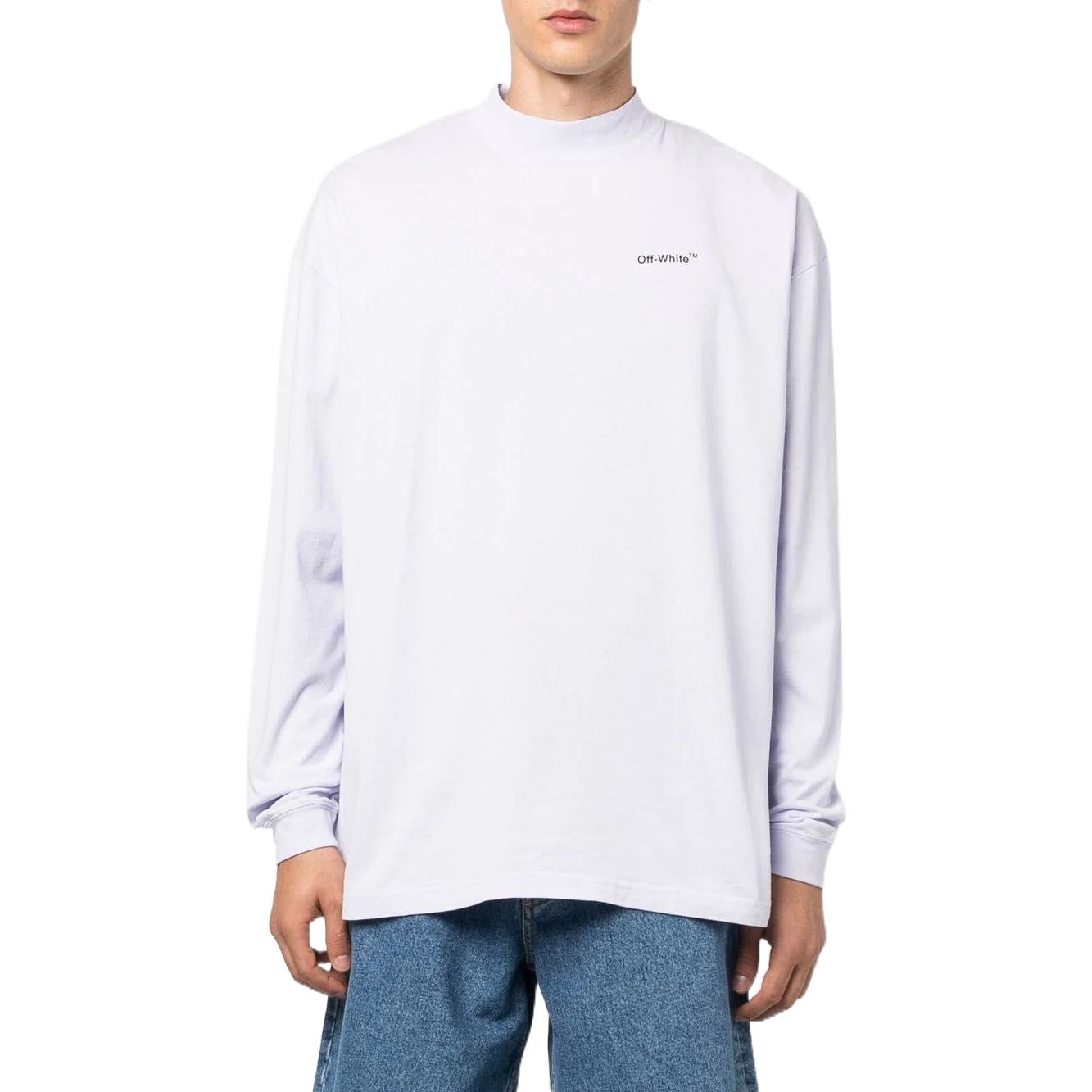 Men's Off-White FW22 Solid Color Arrow Pattern Logo Printing Round Neck White OMAB032F22JER0013610