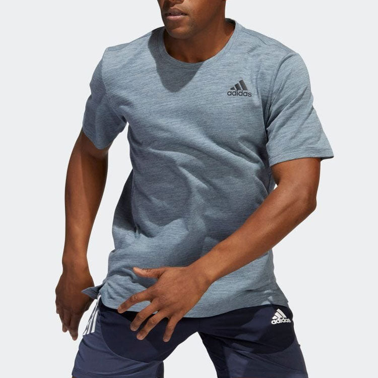 Men's adidas Solid Color Casual Round Neck Pullover Short Sleeve Gray T-Shirt HE6790