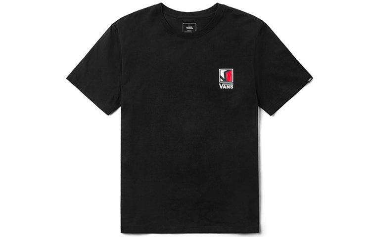 Men's Vans Logo Printing Solid Color Short Sleeve Black VN0A4P4GBLK