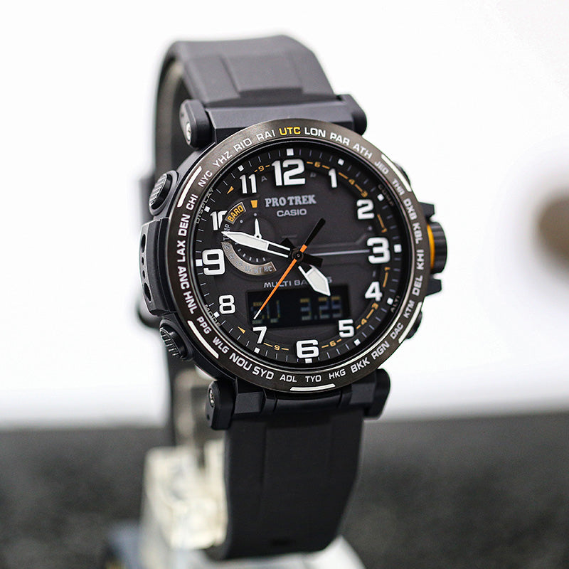 CASIO Waterproof Solar Powered Sports Quartz Shockproof Mens Black Analog/Digital Combo PRW-6600Y-1A9PR