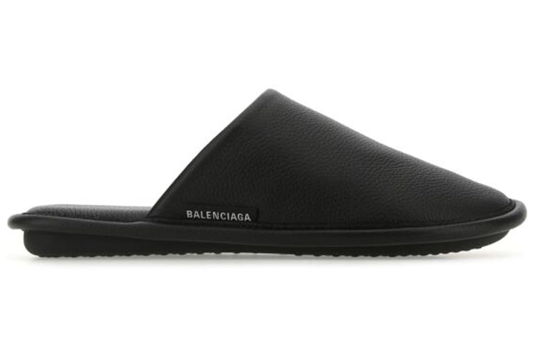 Balenciaga Leather Flat Black Slippers 644784WB9901000