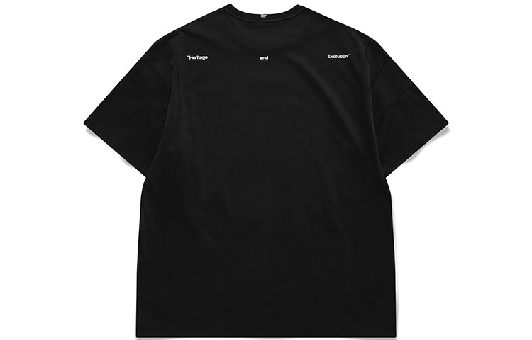 Men's FILA FUSION Casual Sports Loose Alphabet Printing Short Sleeve Black T11M121115A-BK