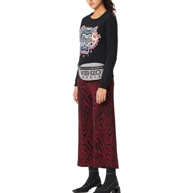 KENZO Multi-Color Embroidered Tiger Head Round Neck Long Sleeves Black F962SW7124XO-99