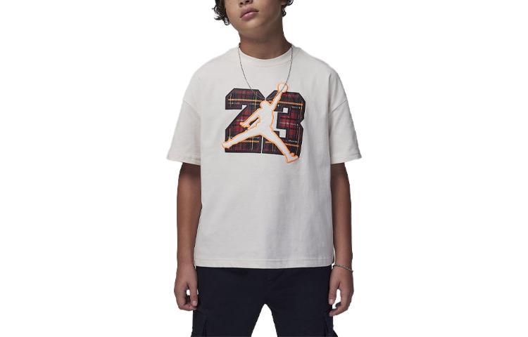 (GS) Air Jordan Plaid Back 23 T-Shirt 'White' 95C822-W39
