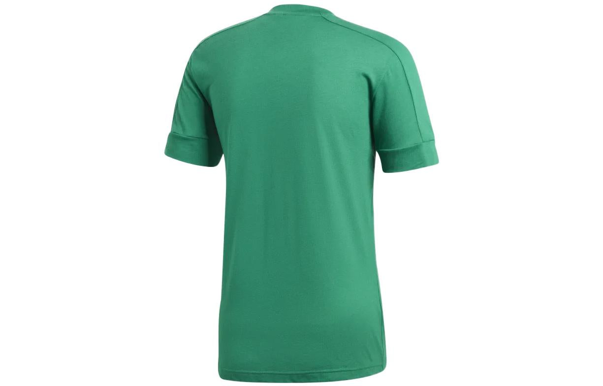 Men's adidas Solid Color Logo Round Neck Short Sleeve Green T-Shirt CG2096