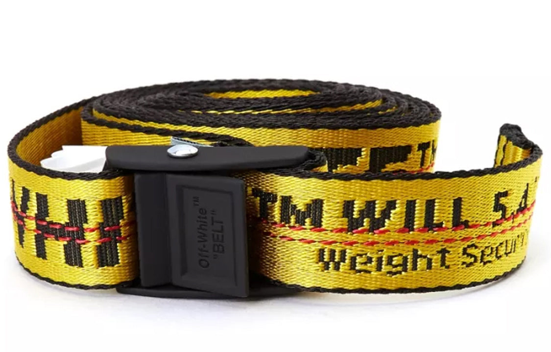 Off-White Classic Industrial Style Automatic Buckle Belt Yellow width2.5cm OMRB021E20FAB0021810