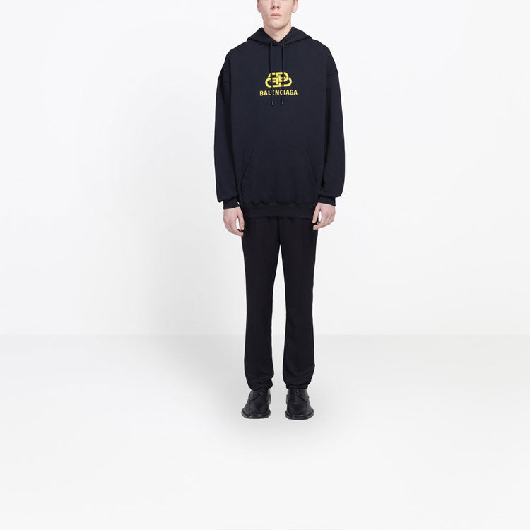 Balenciaga Oversized Interlocked BB Hoodie 'Black Yellow' 578138TEV191361