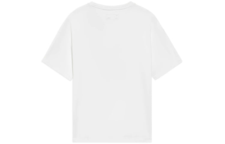 Li-Ning Sports Fashion Series Cartoon Logo Printing Sports Round Neck Short Sleeve White T-Shirt AHSS716-1