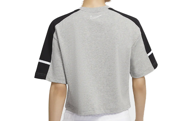 (WMNS) Nike Sportswear Short Sleeve Tops Black Gray 'Black Grey' CU6393-064