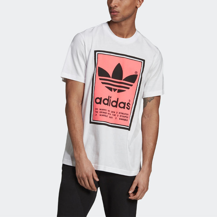 adidas originals Filled Label Red Logo Printing Short Sleeve White ED6938