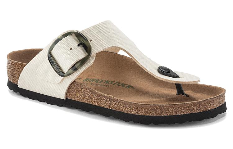 Birkenstock Gizeh Vegan Big Buckle Textile Narrow Fit Sandals 'Eggshell' 1024004