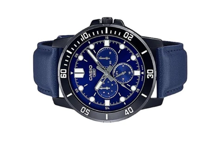 Men's CASIO Dress Series Classic Minimalistic Sports 45mm waterproof Strap Mens Blue Analog MTP-VD300BL-2E