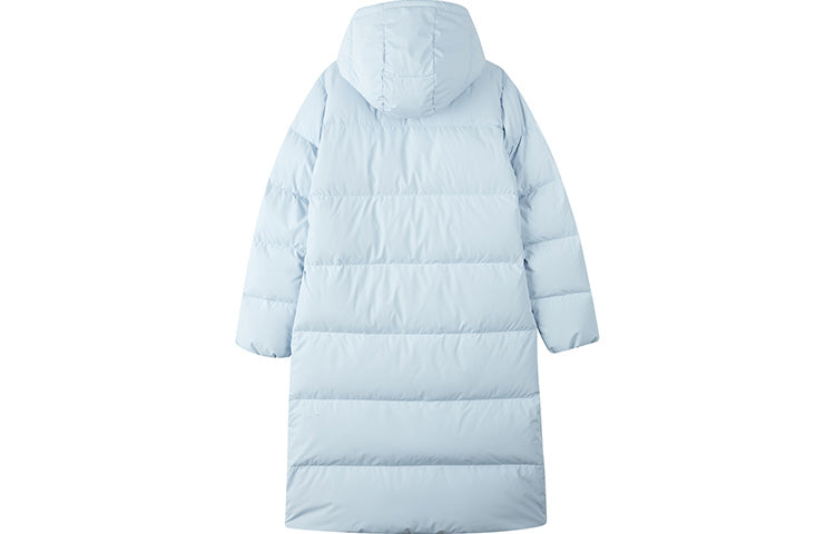 (WMNS) Skechers Casual Hooded Long Woven Down Jacket 'Blue' L423W131-00F5