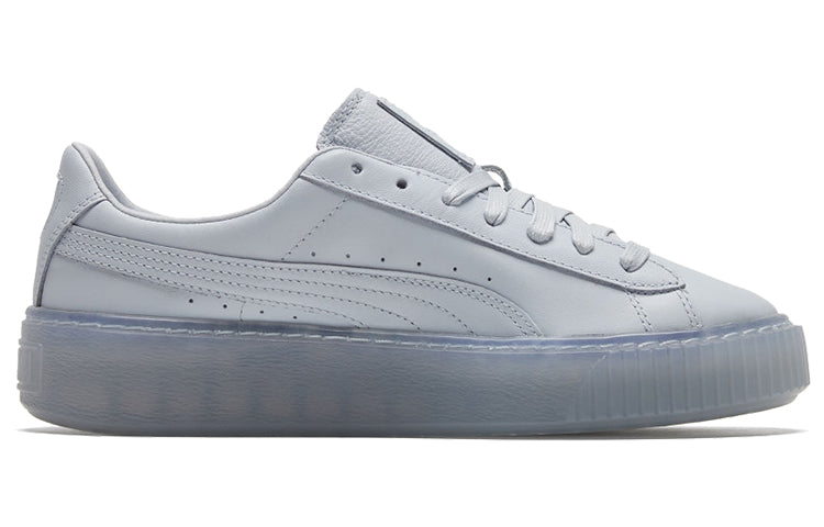 (WMNS) PUMA Basket Platform Core Light Blue/Silvery Low Board Shoes 364040-10