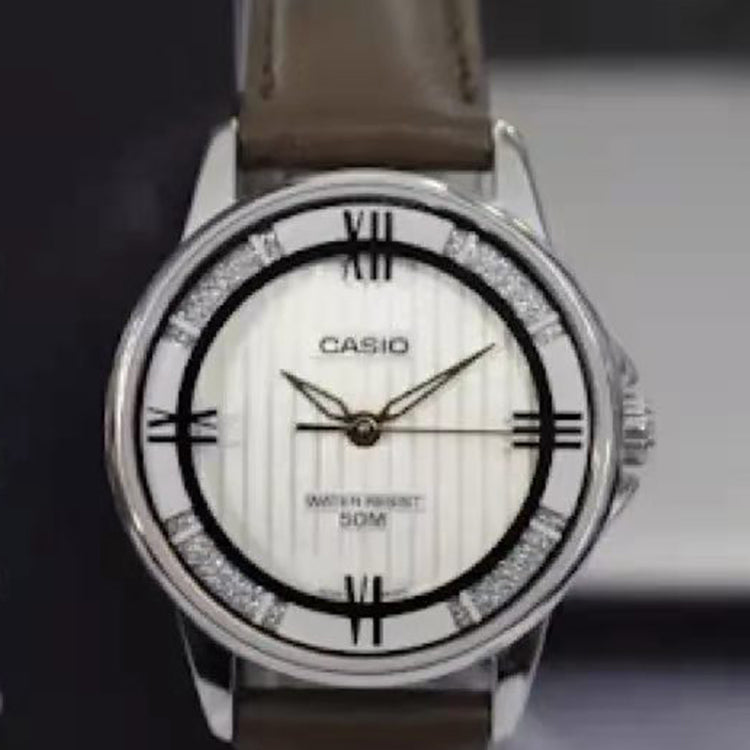 CASIO ins Influencer Fashion Business Casual Classic Pointers Brown Dial Waterproof Quartz Leather Strap Watch LTP-1391L-5AV